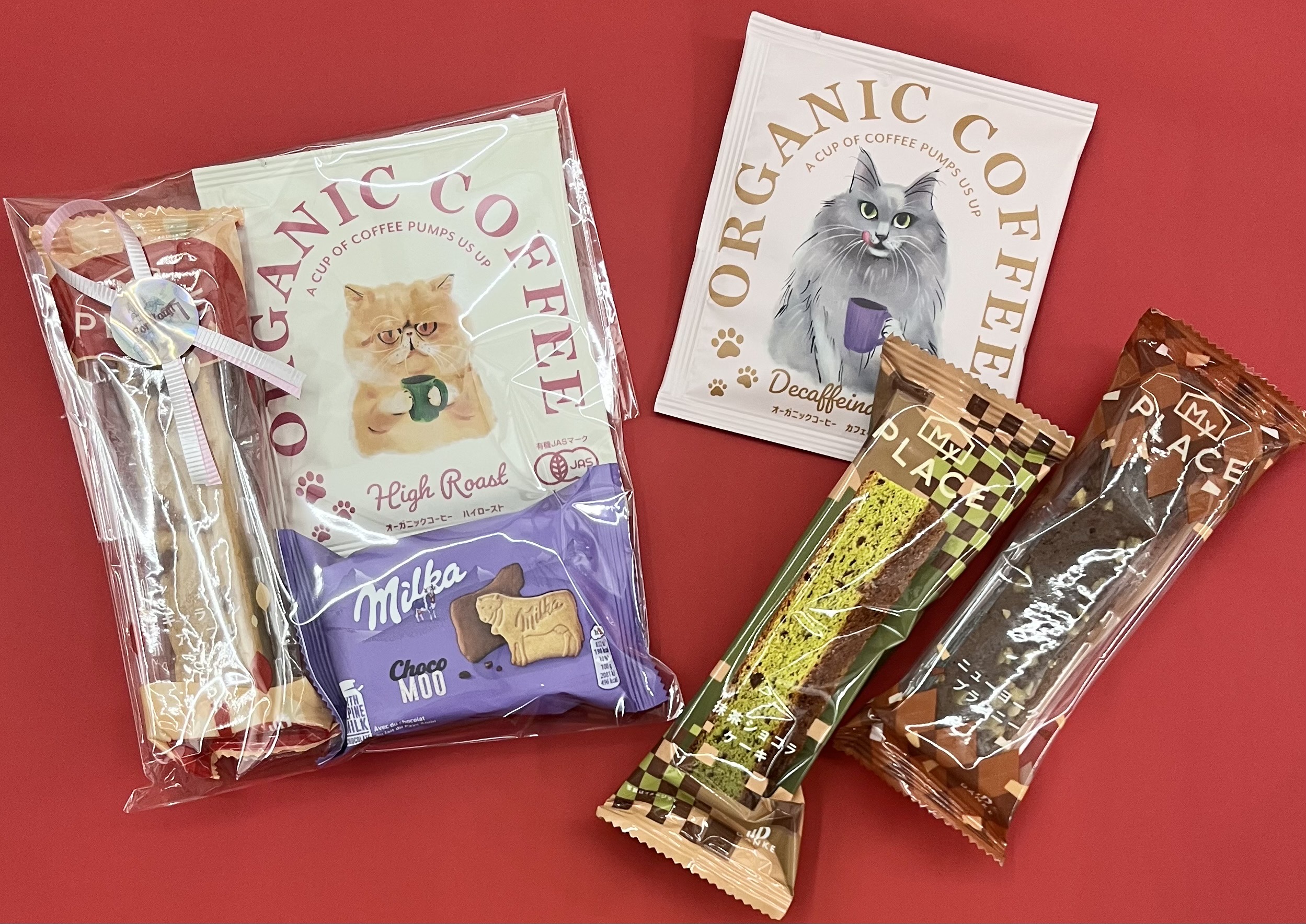 ミルカムー+スティックケーキ+コーヒーのセット